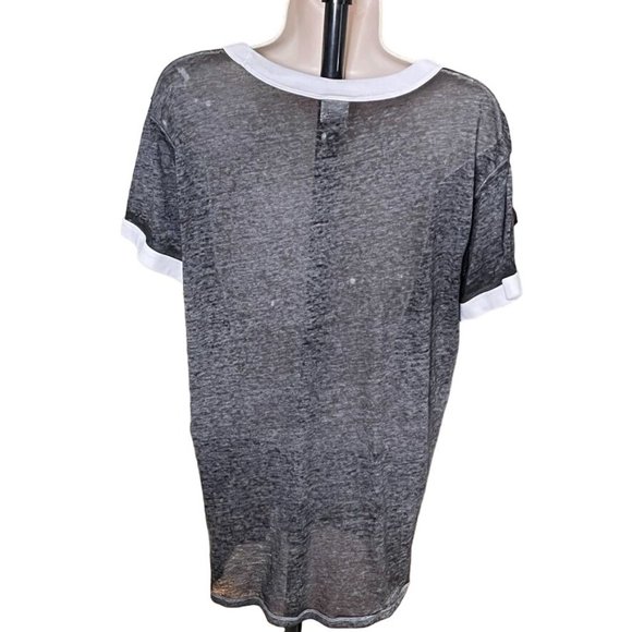 Victoria Secret Pink Gray Shirt Burnout Sheer Lightweight Blouse Size L u - Picture 5 of 8